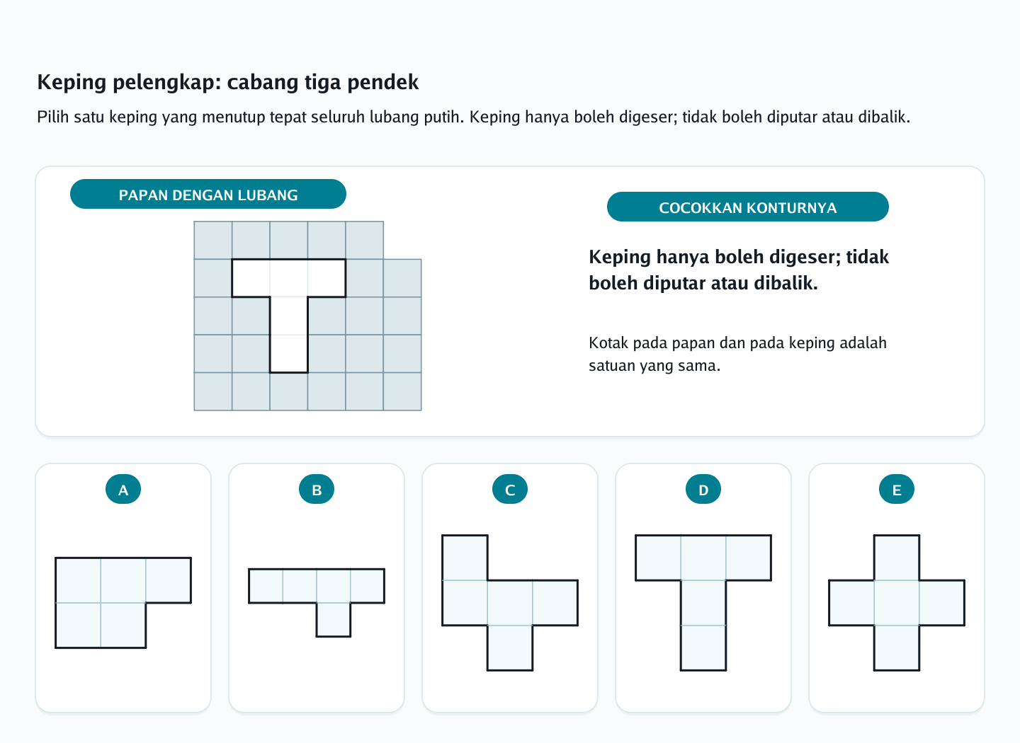 Soal keping pelengkap nomor 1 — psikotes kemampuan spasial