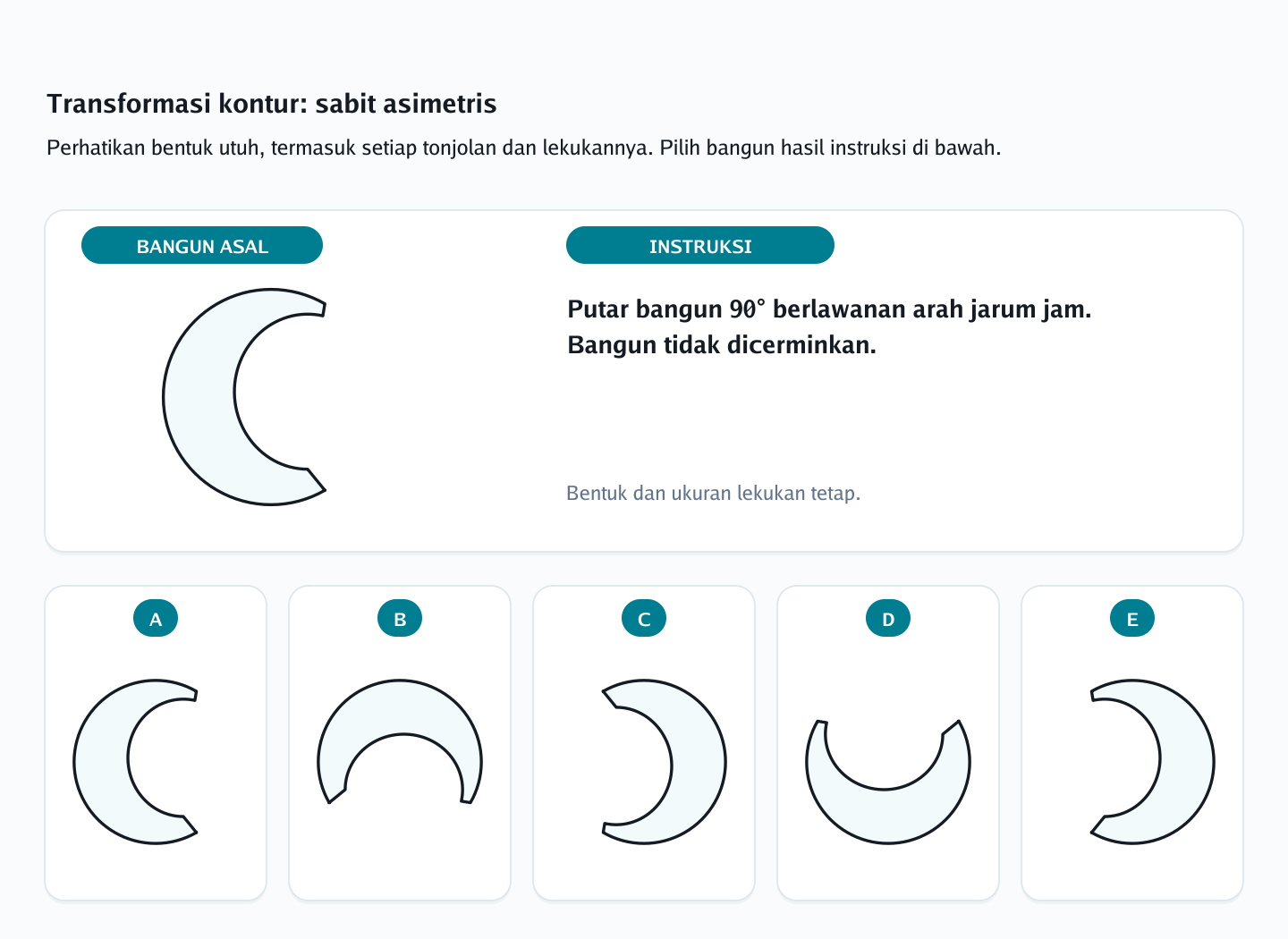 Soal rotasi siluet berlekuk nomor 2 — psikotes kemampuan spasial