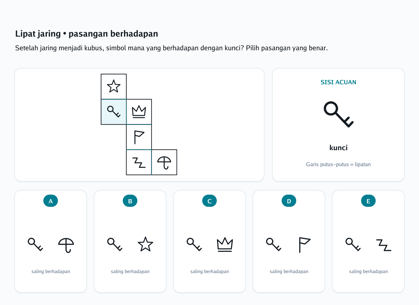 Soal jaring-jaring bangun ruang nomor 2 — psikotes kemampuan spasial