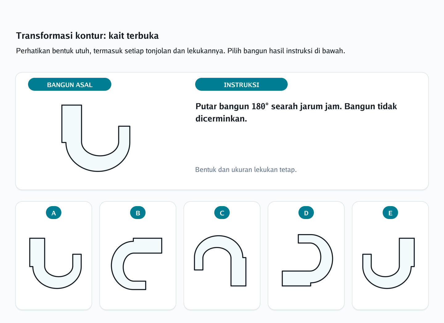 Soal rotasi siluet berlekuk nomor 3 — psikotes kemampuan spasial