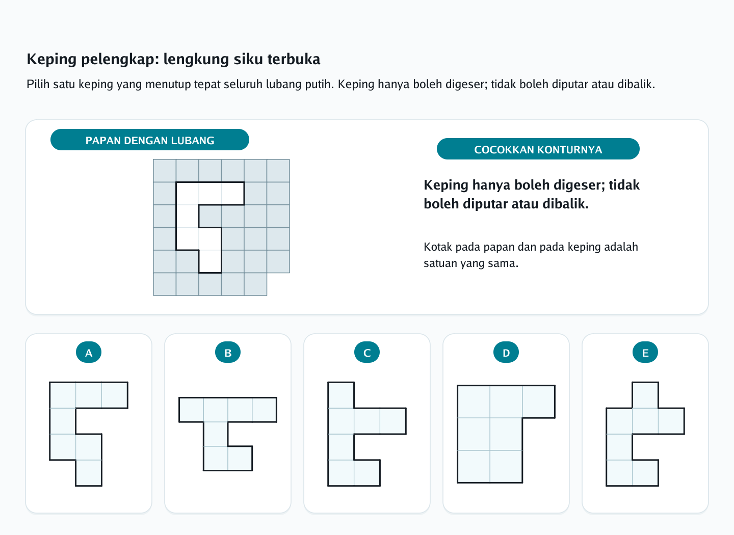 Soal keping pelengkap nomor 3 — psikotes kemampuan spasial