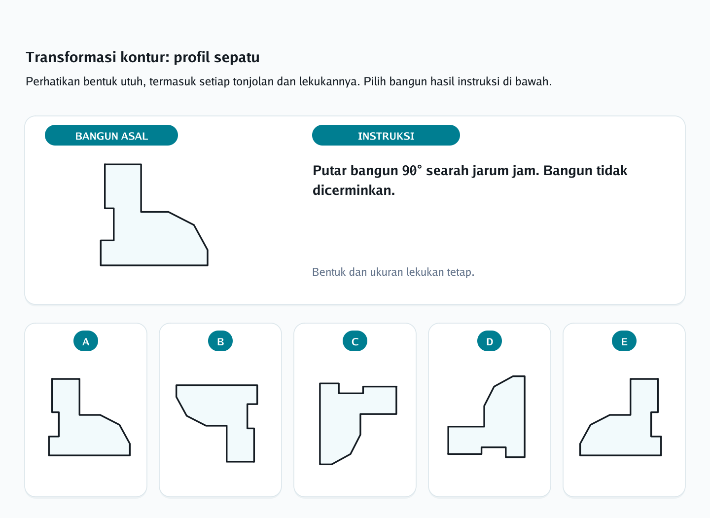 Soal rotasi siluet berlekuk nomor 4 — psikotes kemampuan spasial