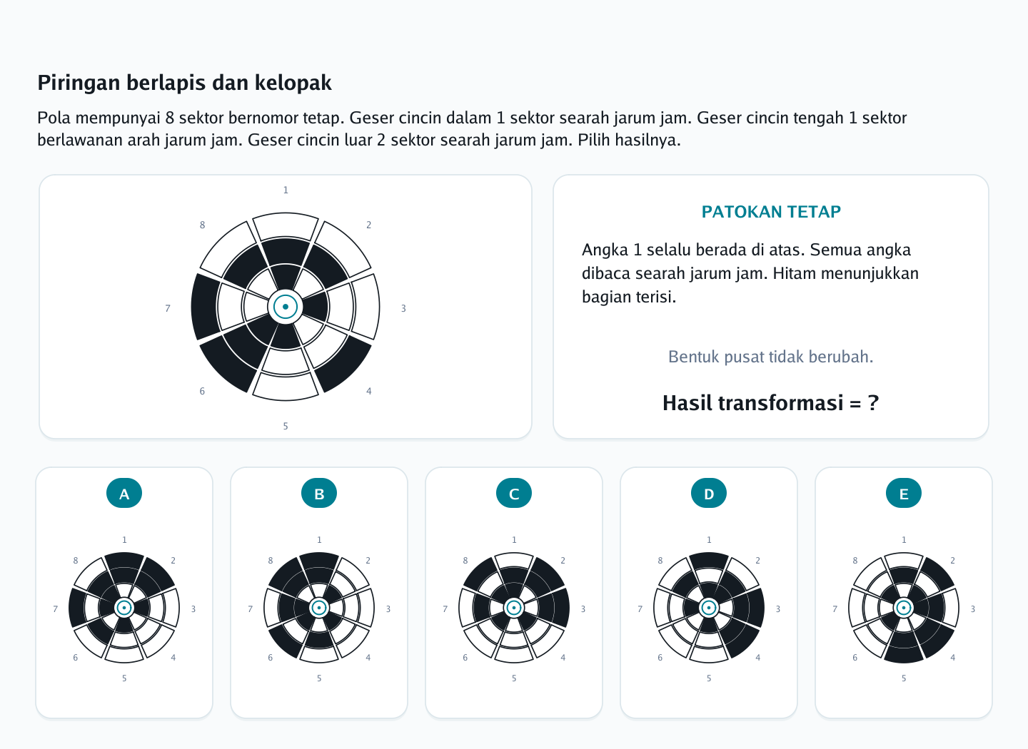 Soal perputaran piringan sektor nomor 5 — psikotes kemampuan spasial