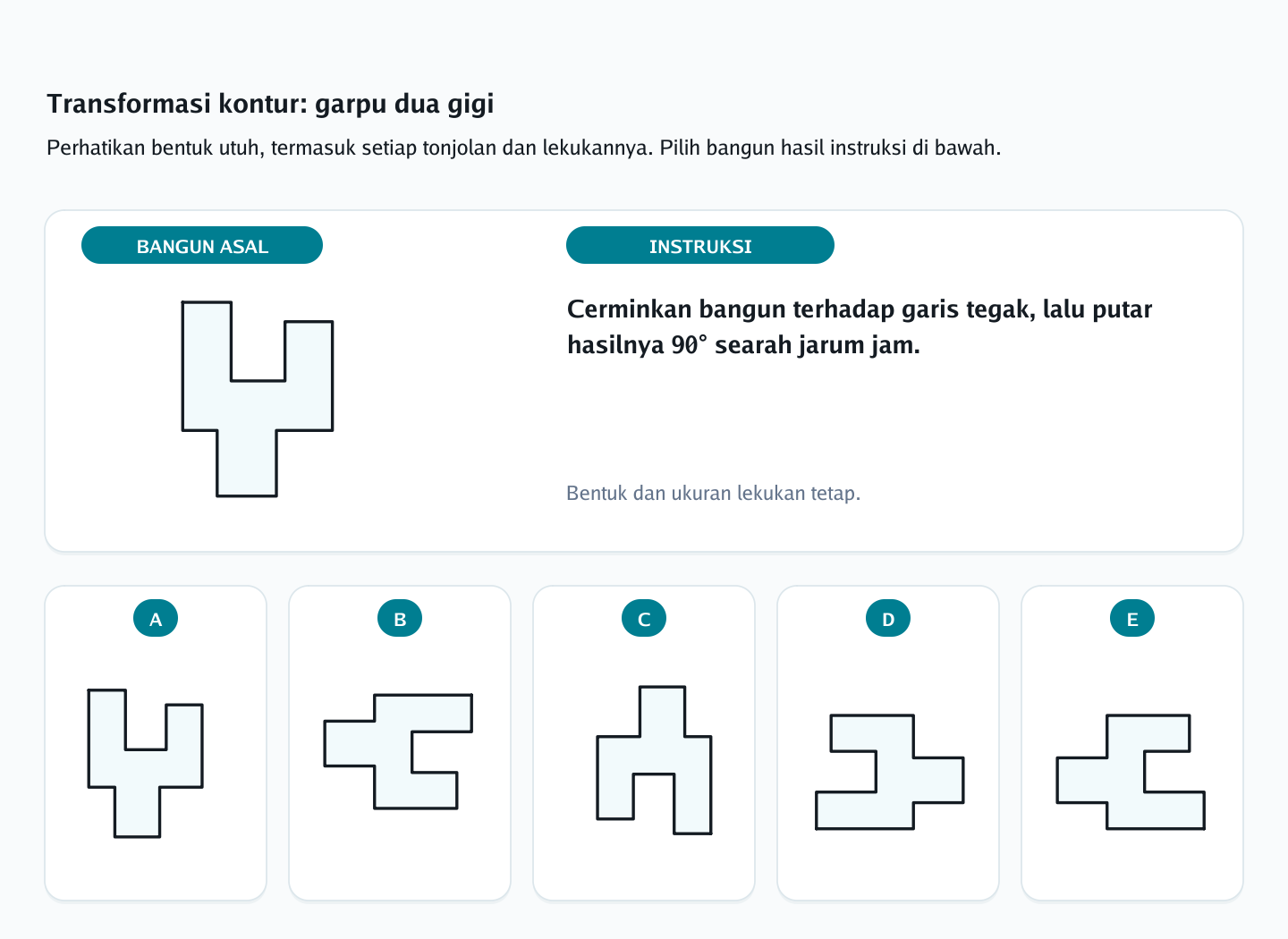 Soal rotasi siluet berlekuk nomor 6 — psikotes kemampuan spasial