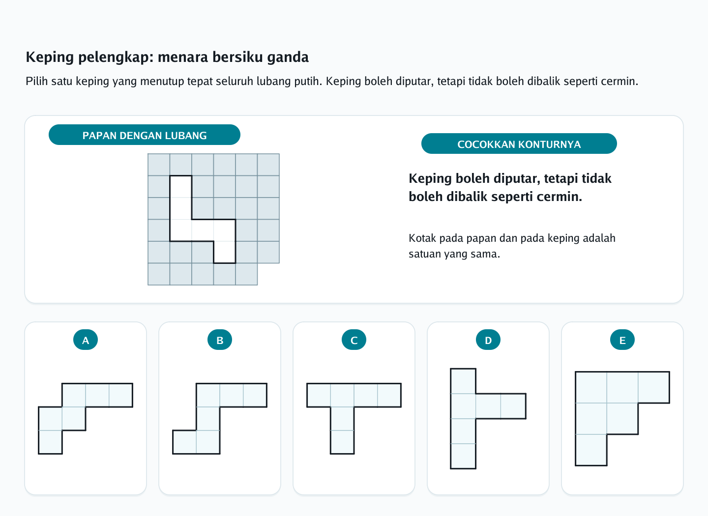 Soal keping pelengkap nomor 6 — psikotes kemampuan spasial