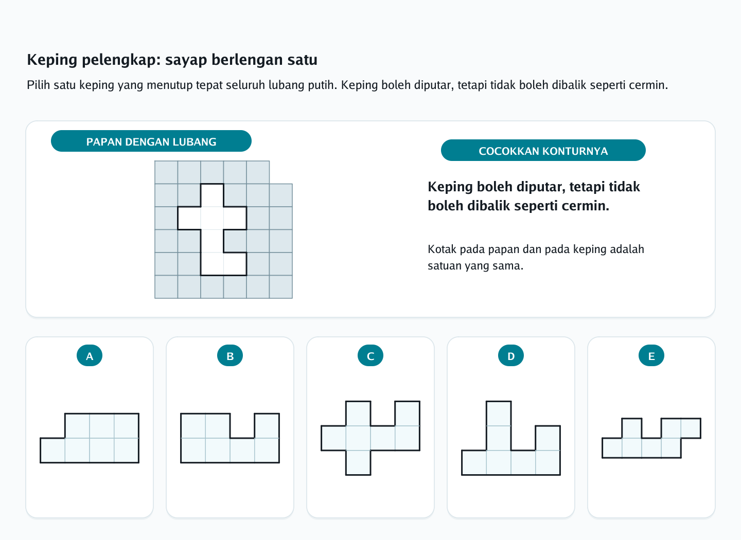 Soal keping pelengkap nomor 7 — psikotes kemampuan spasial