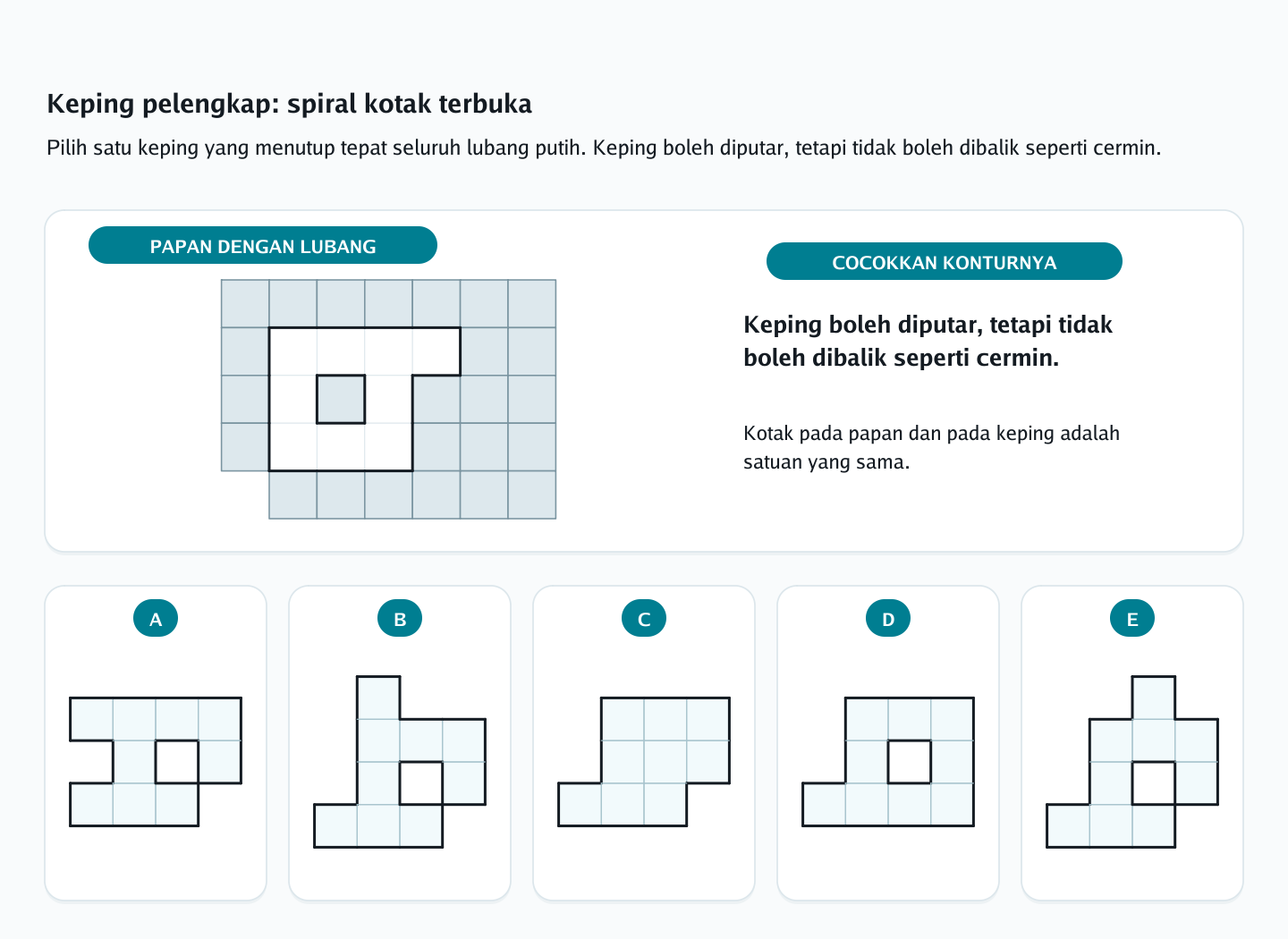 Soal keping pelengkap nomor 8 — psikotes kemampuan spasial