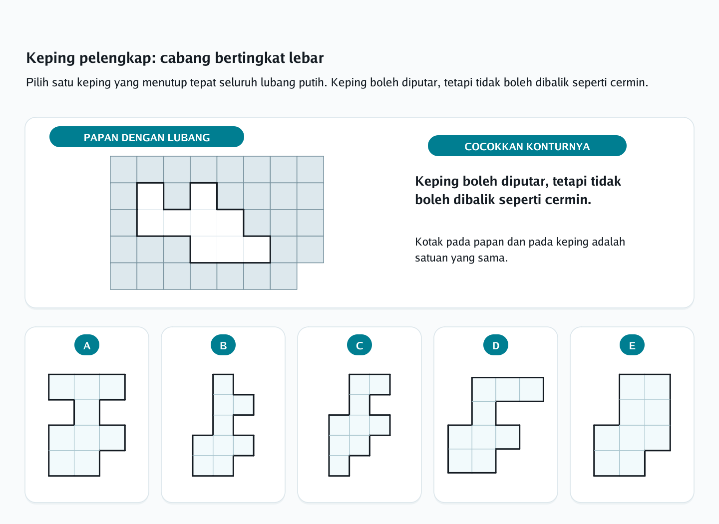 Soal keping pelengkap nomor 9 — psikotes kemampuan spasial