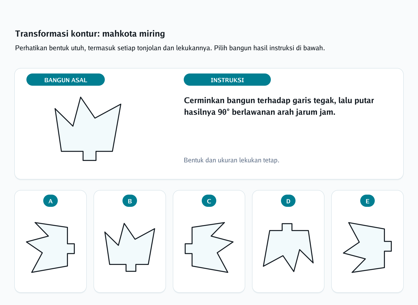 Soal rotasi siluet berlekuk nomor 10 — psikotes kemampuan spasial