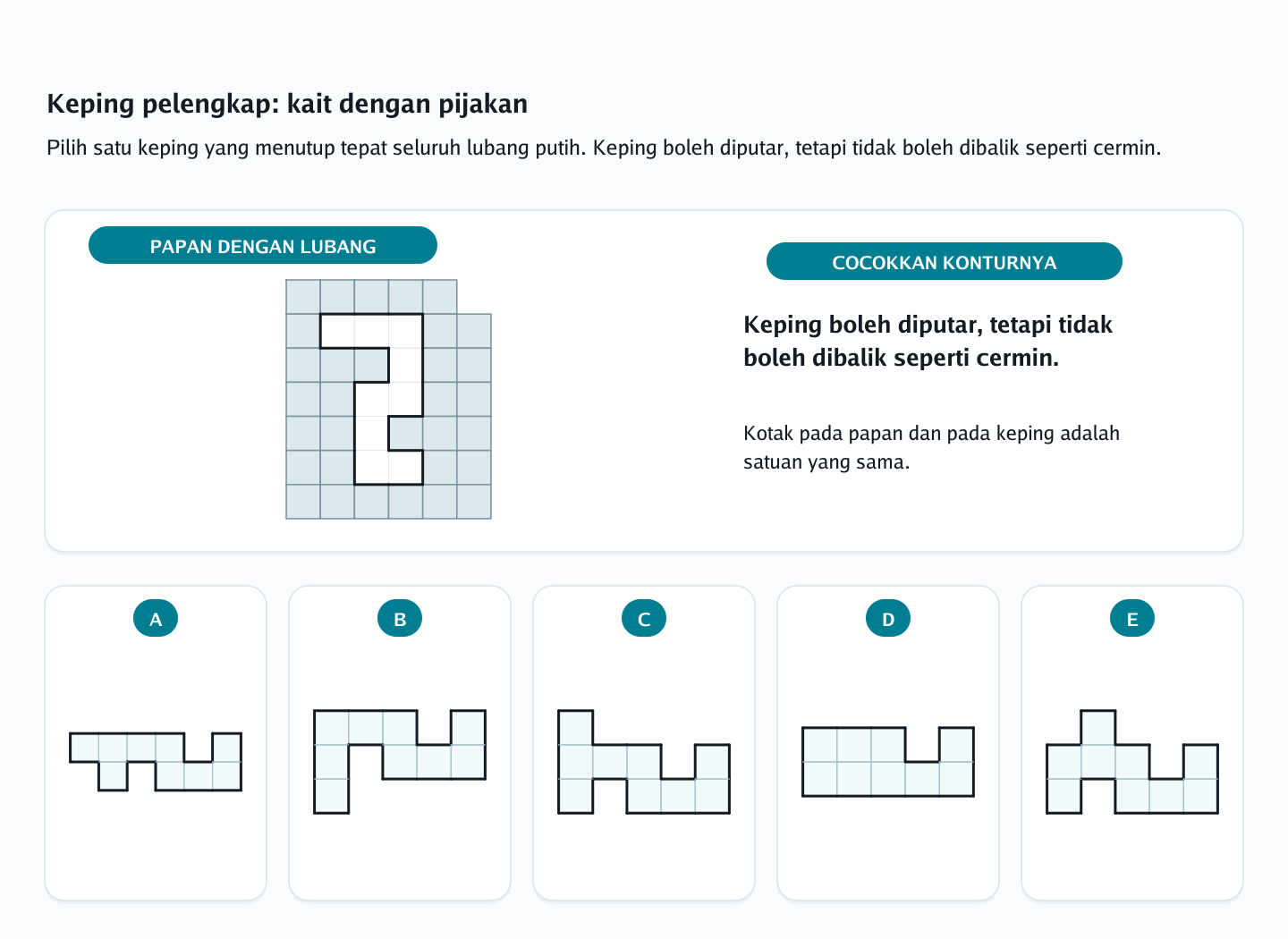 Soal keping pelengkap nomor 10 — psikotes kemampuan spasial