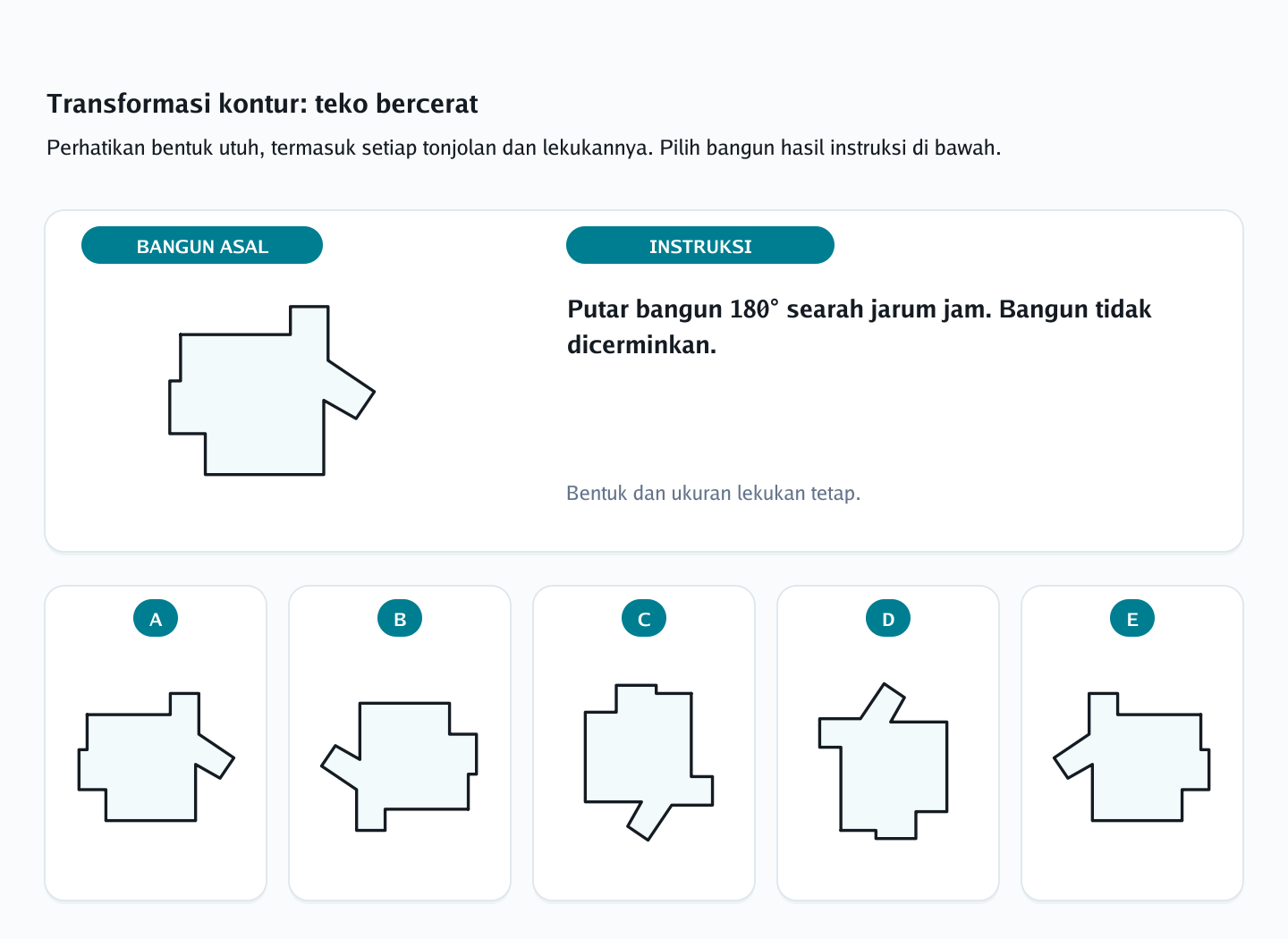 Soal rotasi siluet berlekuk nomor 11 — psikotes kemampuan spasial