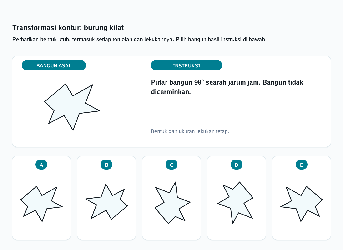 Soal rotasi siluet berlekuk nomor 12 — psikotes kemampuan spasial