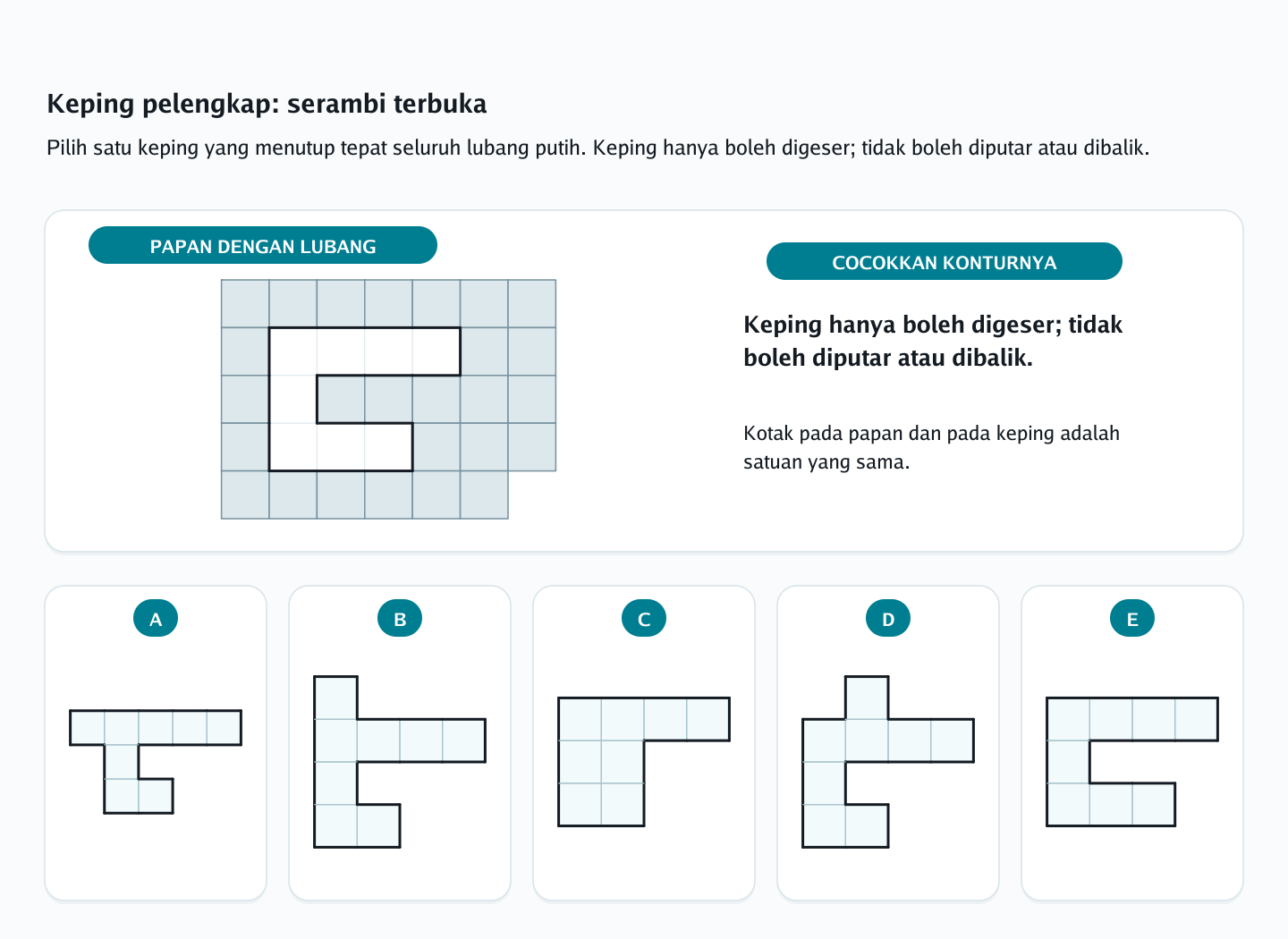 Soal keping pelengkap nomor 13 — psikotes kemampuan spasial