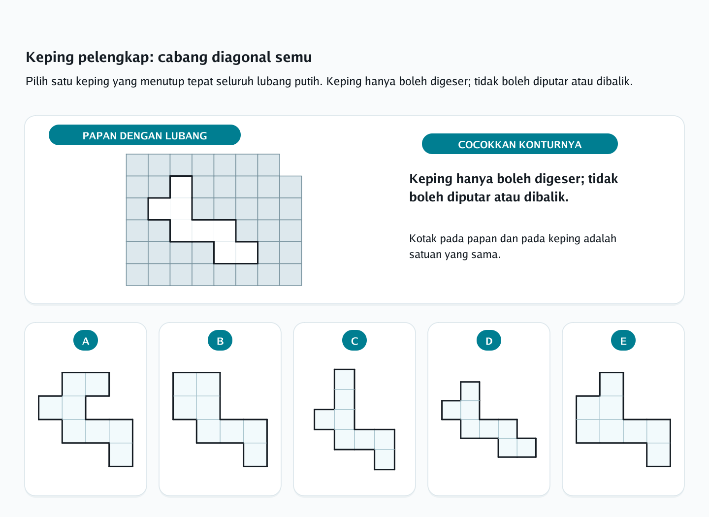 Soal keping pelengkap nomor 14 — psikotes kemampuan spasial