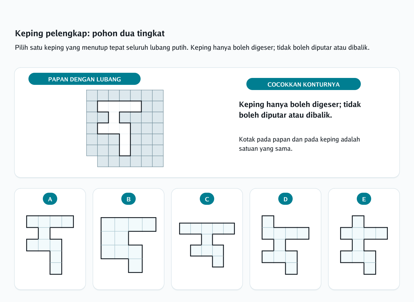 Soal keping pelengkap nomor 15 — psikotes kemampuan spasial