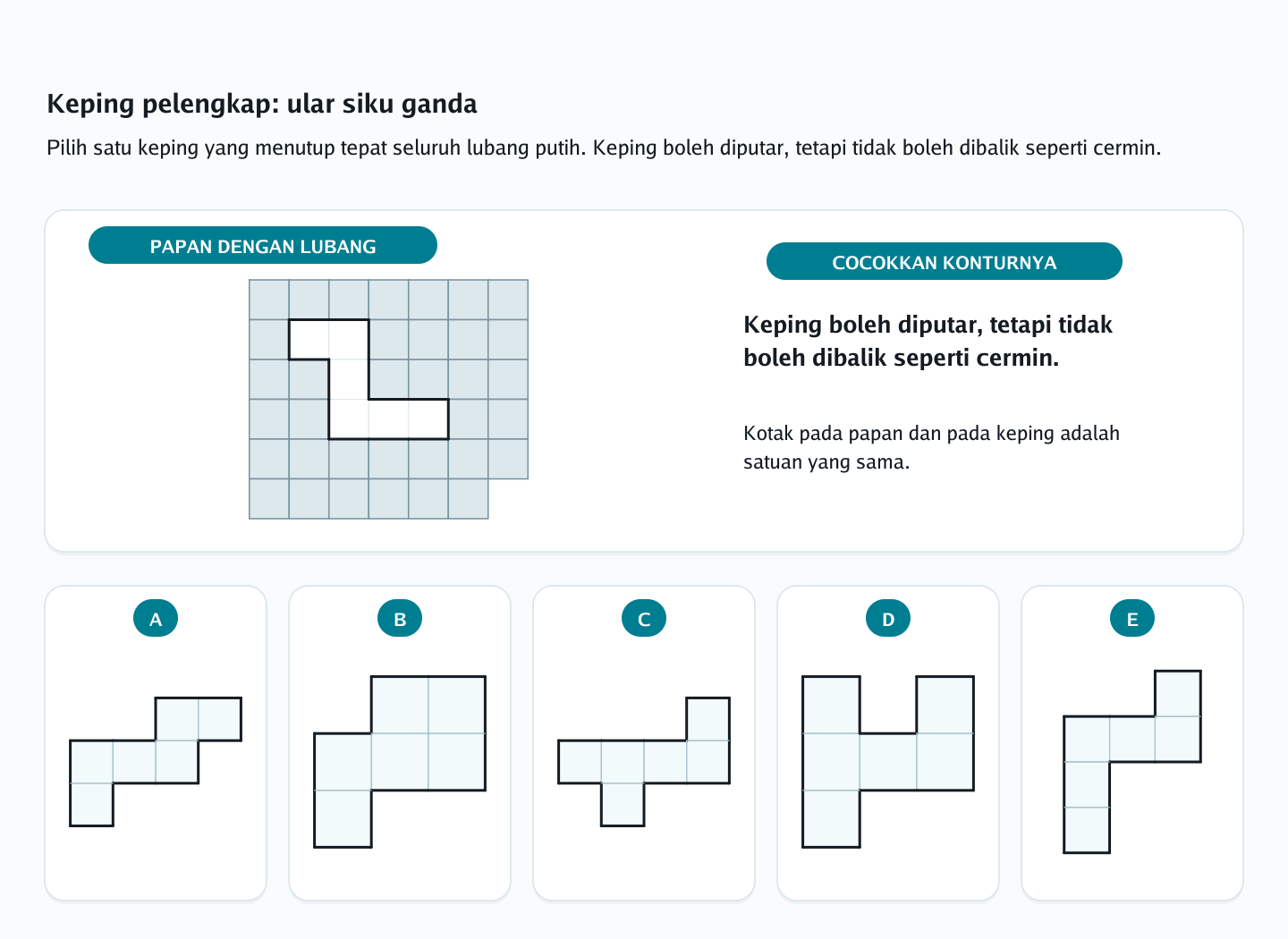 Soal keping pelengkap nomor 16 — psikotes kemampuan spasial
