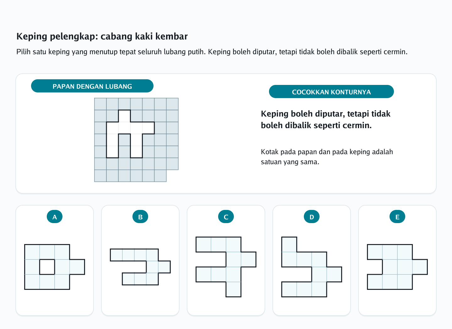Soal keping pelengkap nomor 19 — psikotes kemampuan spasial