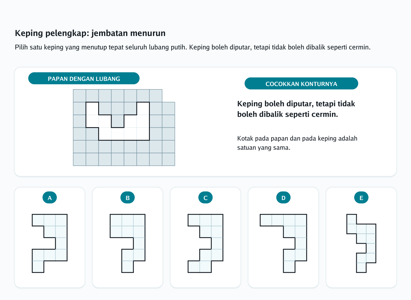Soal keping pelengkap nomor 20 — psikotes kemampuan spasial
