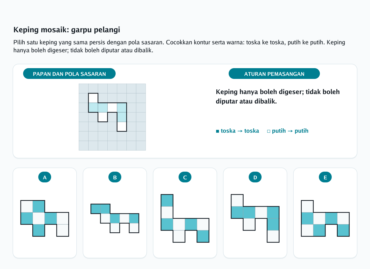 Soal keping pelengkap nomor 22 — psikotes kemampuan spasial