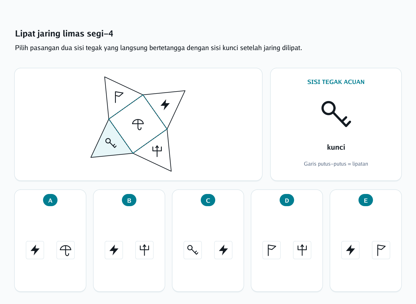 Soal jaring-jaring bangun ruang nomor 22 — psikotes kemampuan spasial