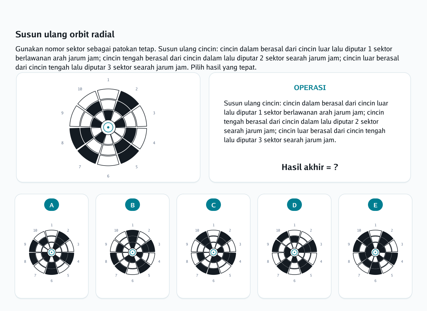 Soal perputaran piringan sektor nomor 22 — psikotes kemampuan spasial