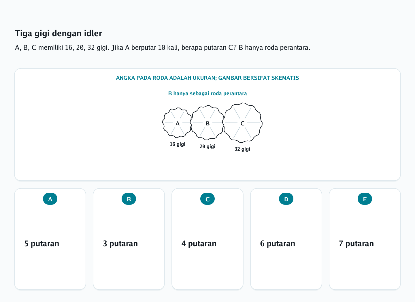 Soal roda, sabuk, dan roda gigi nomor 24 — psikotes kemampuan spasial