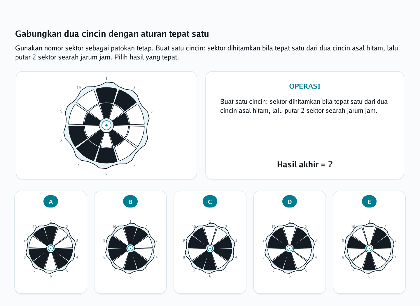 Soal perputaran piringan sektor nomor 25 — psikotes kemampuan spasial