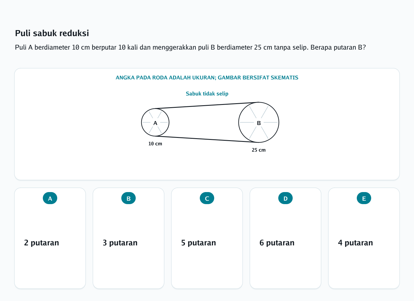 Soal roda, sabuk, dan roda gigi nomor 26 — psikotes kemampuan spasial