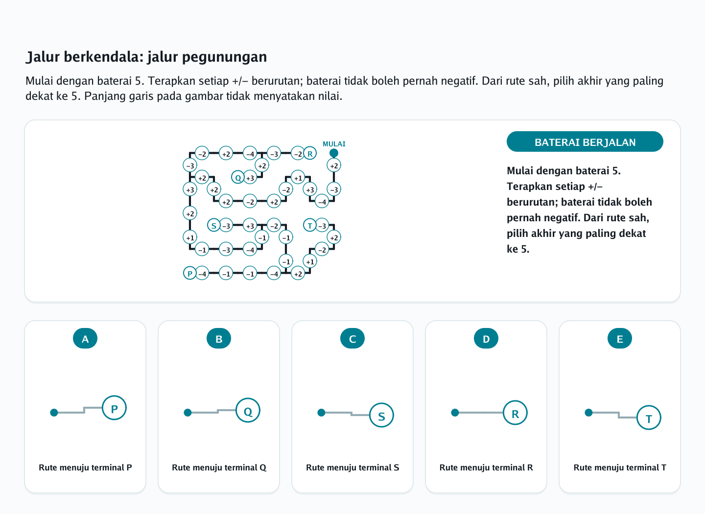 Soal penelusuran jalur bercabang nomor 35 — psikotes kemampuan spasial