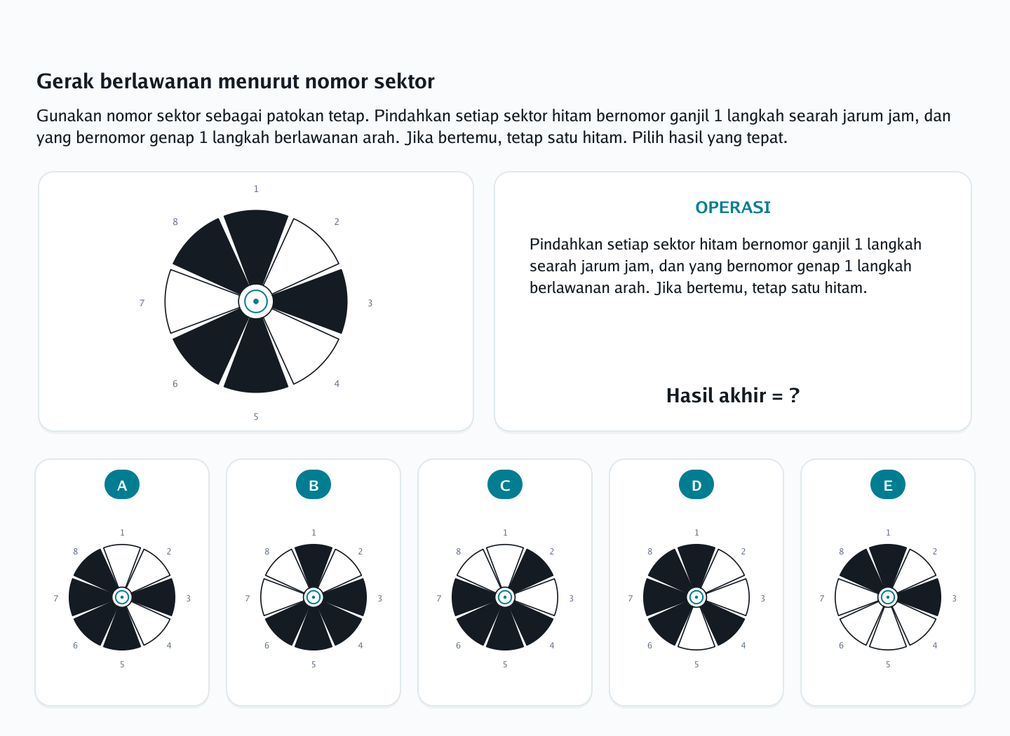 Soal perputaran piringan sektor nomor 39 — psikotes kemampuan spasial