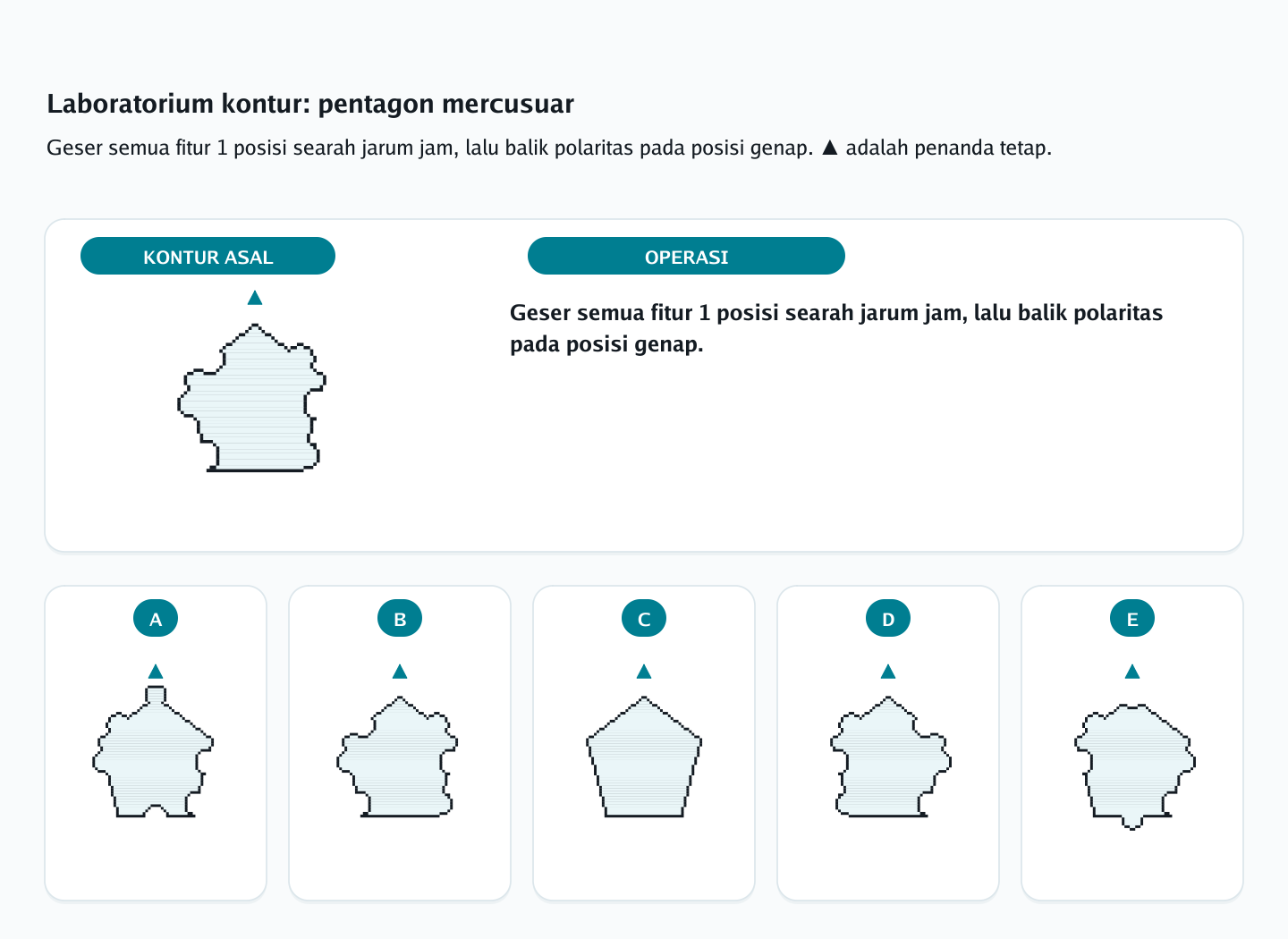 Soal rotasi siluet berlekuk nomor 40 — psikotes kemampuan spasial